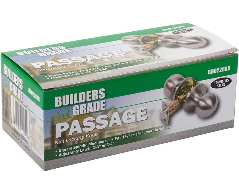 Builder's Grade Ball Style Lockset Passage Adj. Backset Boxed - US3