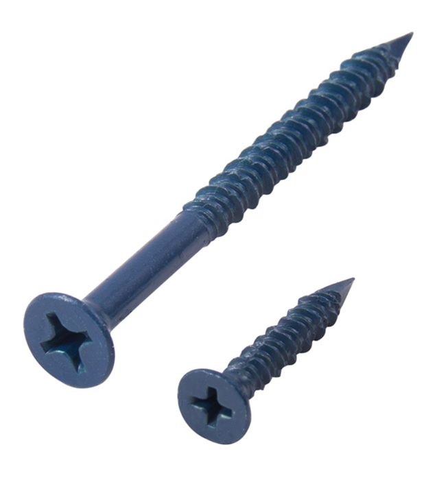 Flat Phillips Blue Concrete Screws  Incl. 1 Masonry Drill Bit - 100/Pc