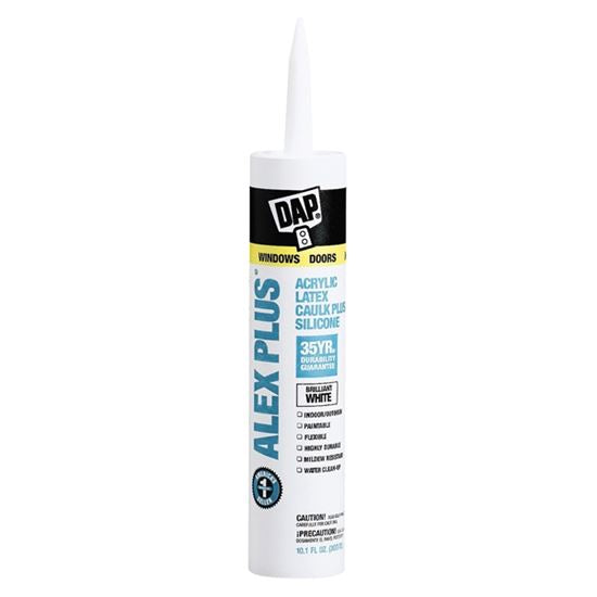 Dap 18101 10.1 Oz Alex Plus White Acrylic Latex Caulk Plus Silicone 35 Year