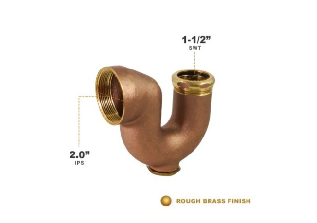 NY Regular Trap with Drain Plug for Tubular Drain Applications Rough Brass