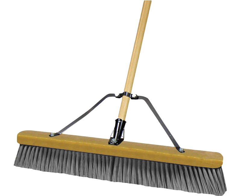 60" Wood Handle Push Broom - Grey